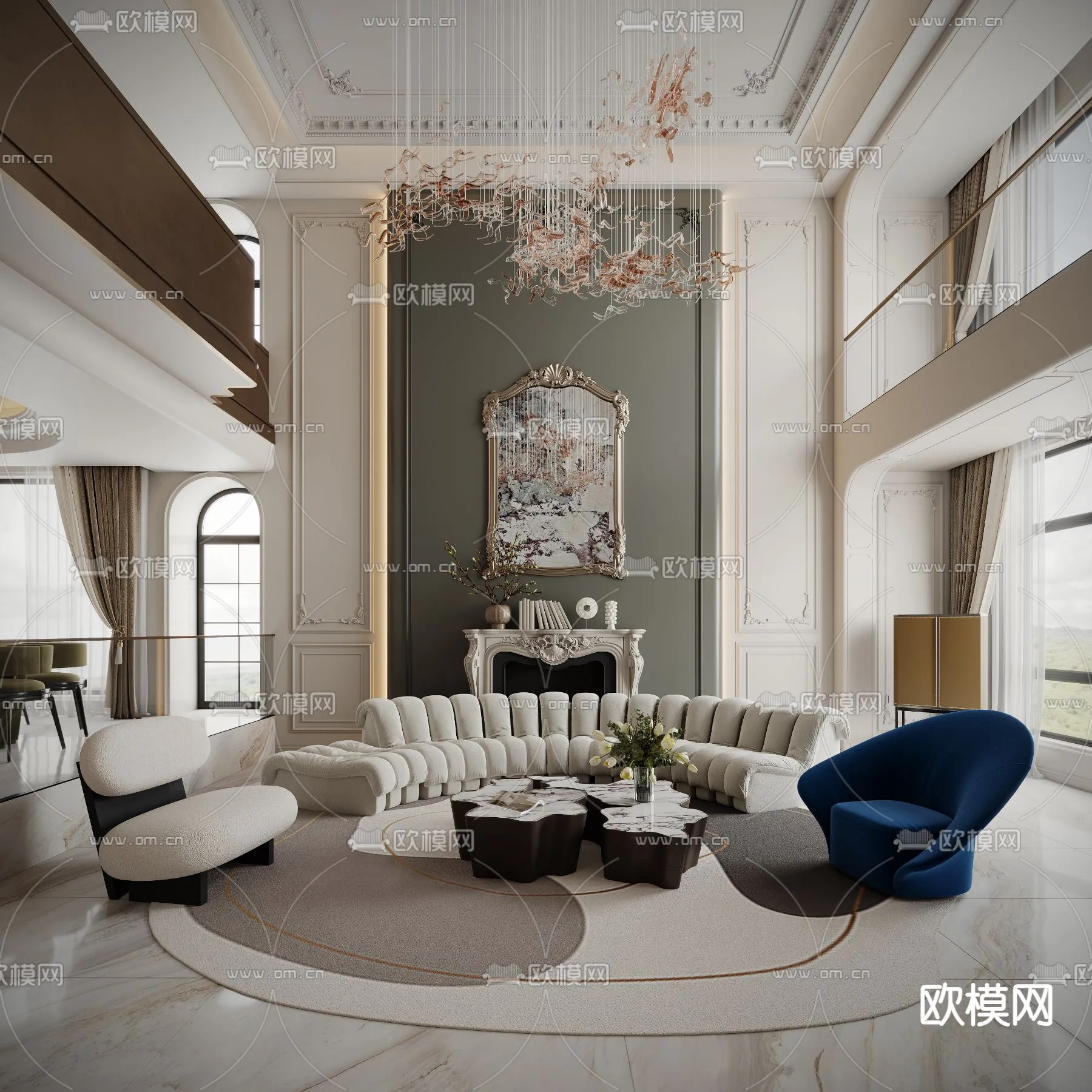 LIVING ROOM - MODERN STYLE - CORONA - 3D MODEL - 1946