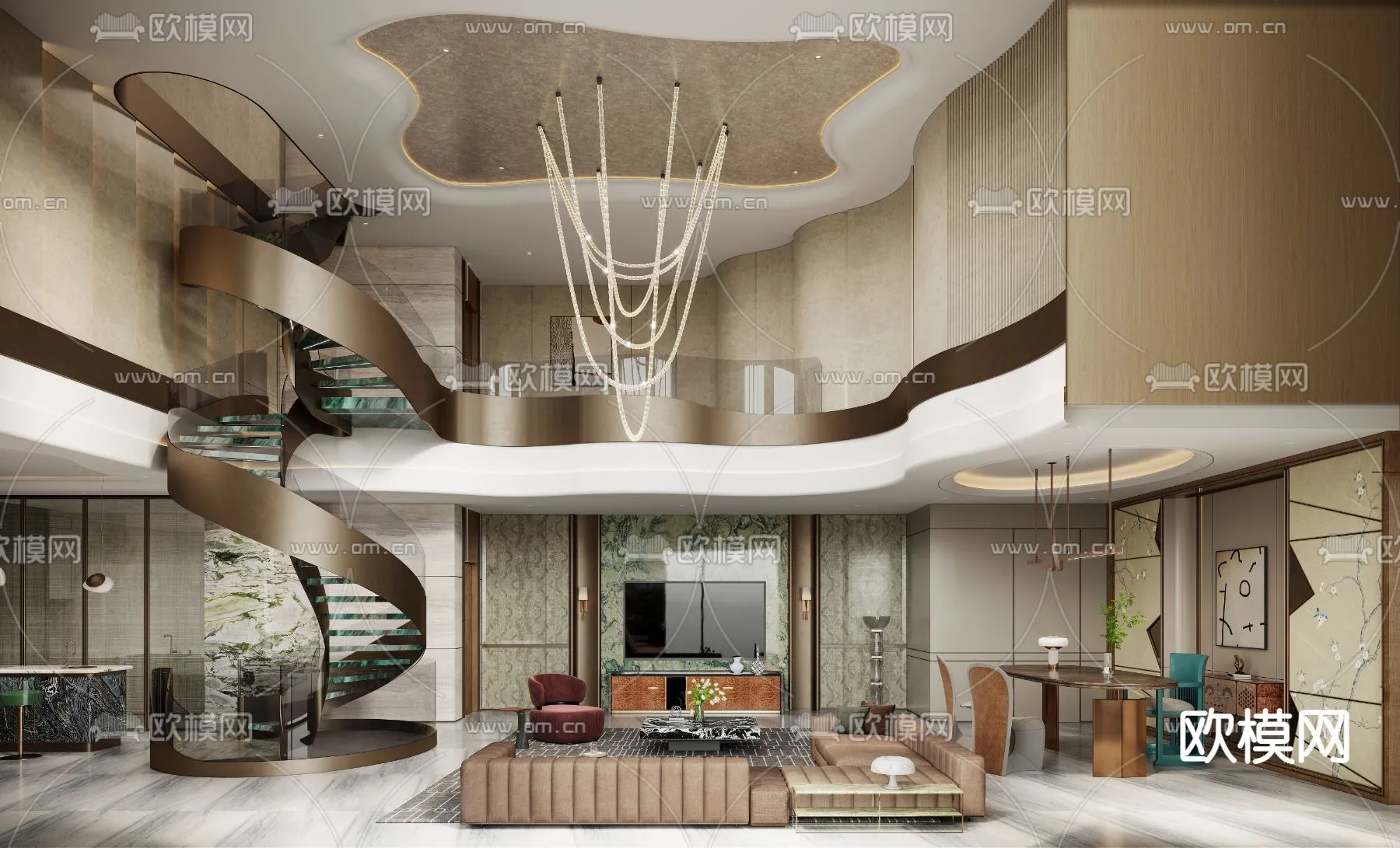 LIVING ROOM - MODERN STYLE - CORONA - 3D MODEL - 1949