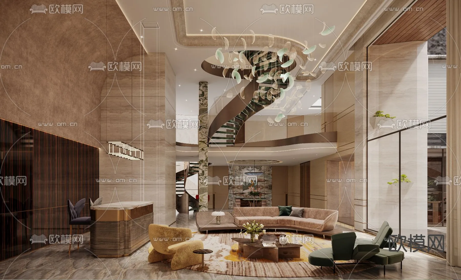 LIVING ROOM - MODERN STYLE - CORONA - 3D MODEL - 1950