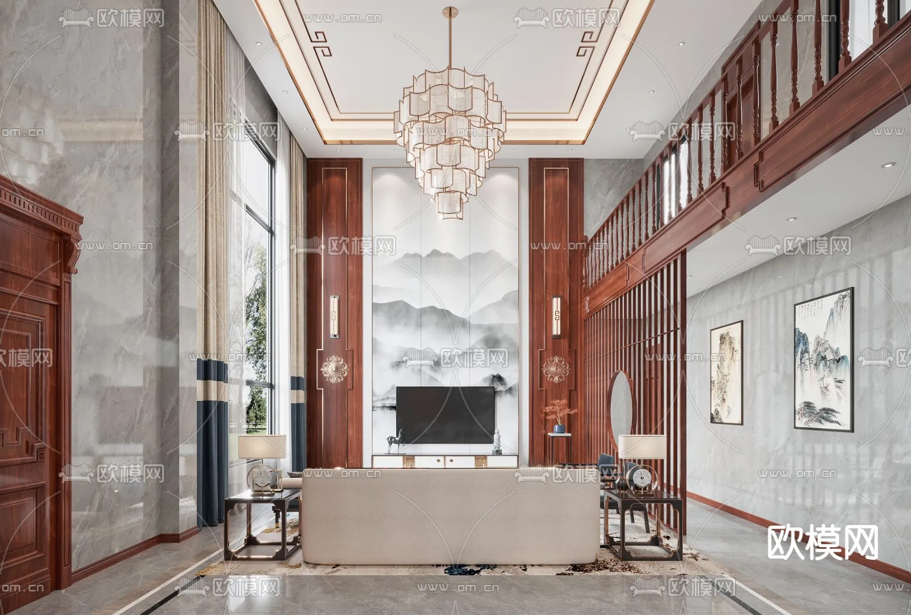 LIVING ROOM - MODERN STYLE - CORONA - 3D MODEL - 1952