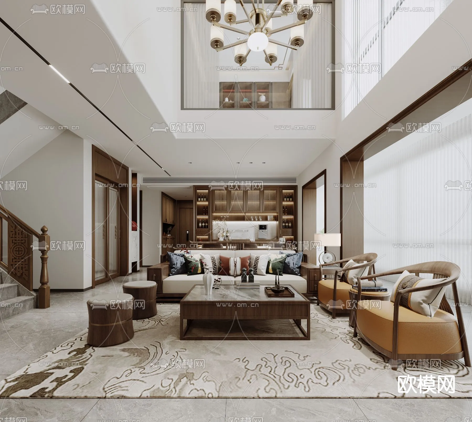 LIVING ROOM - MODERN STYLE - CORONA - 3D MODEL - 1960