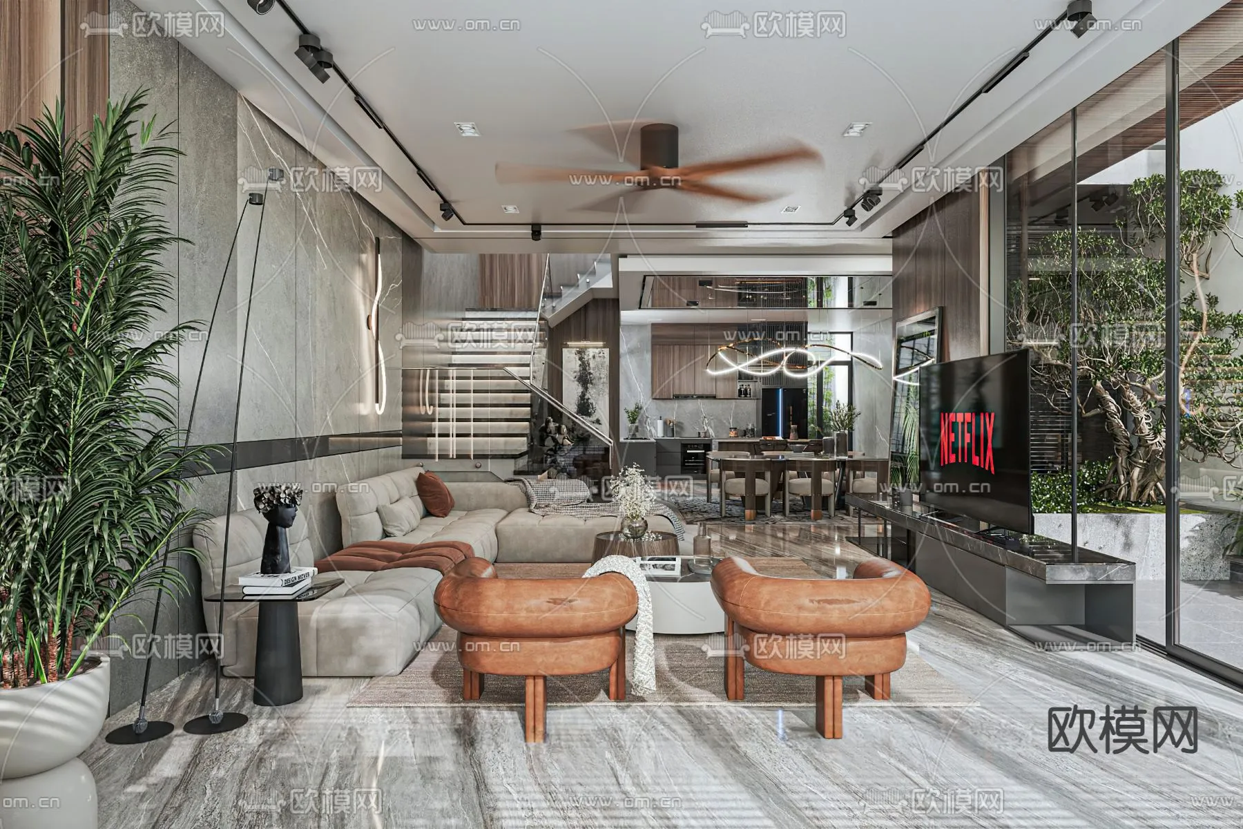 LIVING ROOM - MODERN STYLE - CORONA - 3D MODEL - 1971