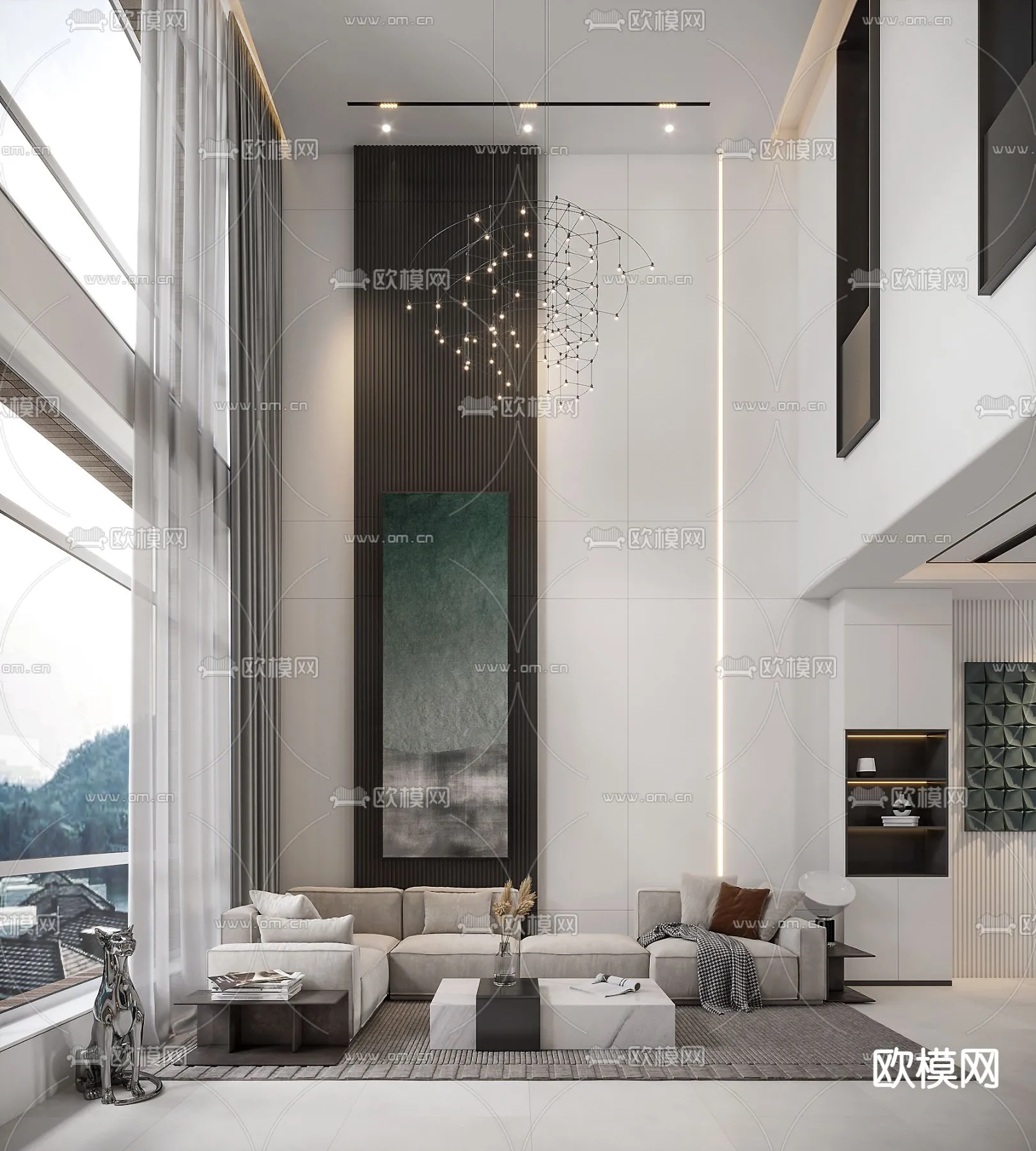 LIVING ROOM - MODERN STYLE - CORONA - 3D MODEL - 1991