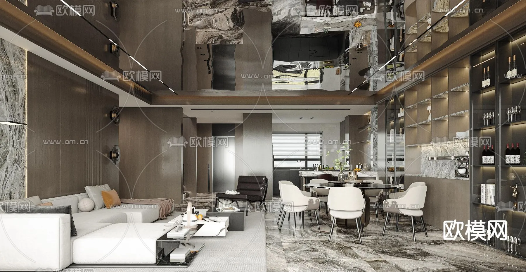 LIVING ROOM - MODERN STYLE - CORONA - 3D MODEL - 1992