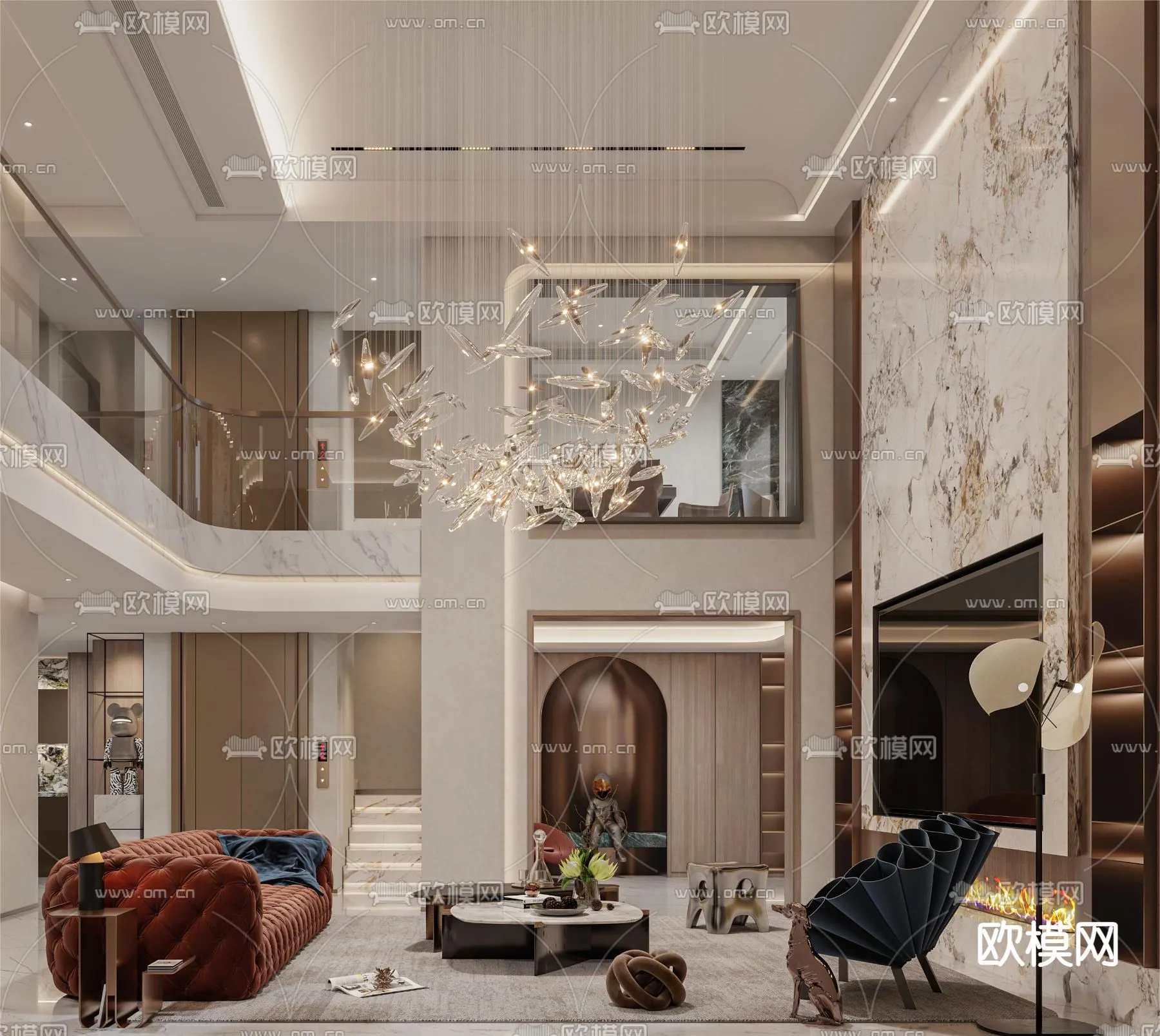 LIVING ROOM - MODERN STYLE - CORONA - 3D MODEL - 2020