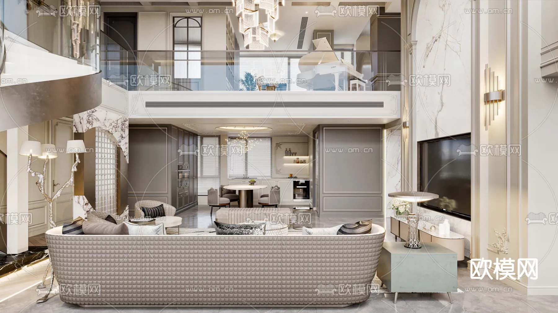 LIVING ROOM - MODERN STYLE - CORONA - 3D MODEL - 2023