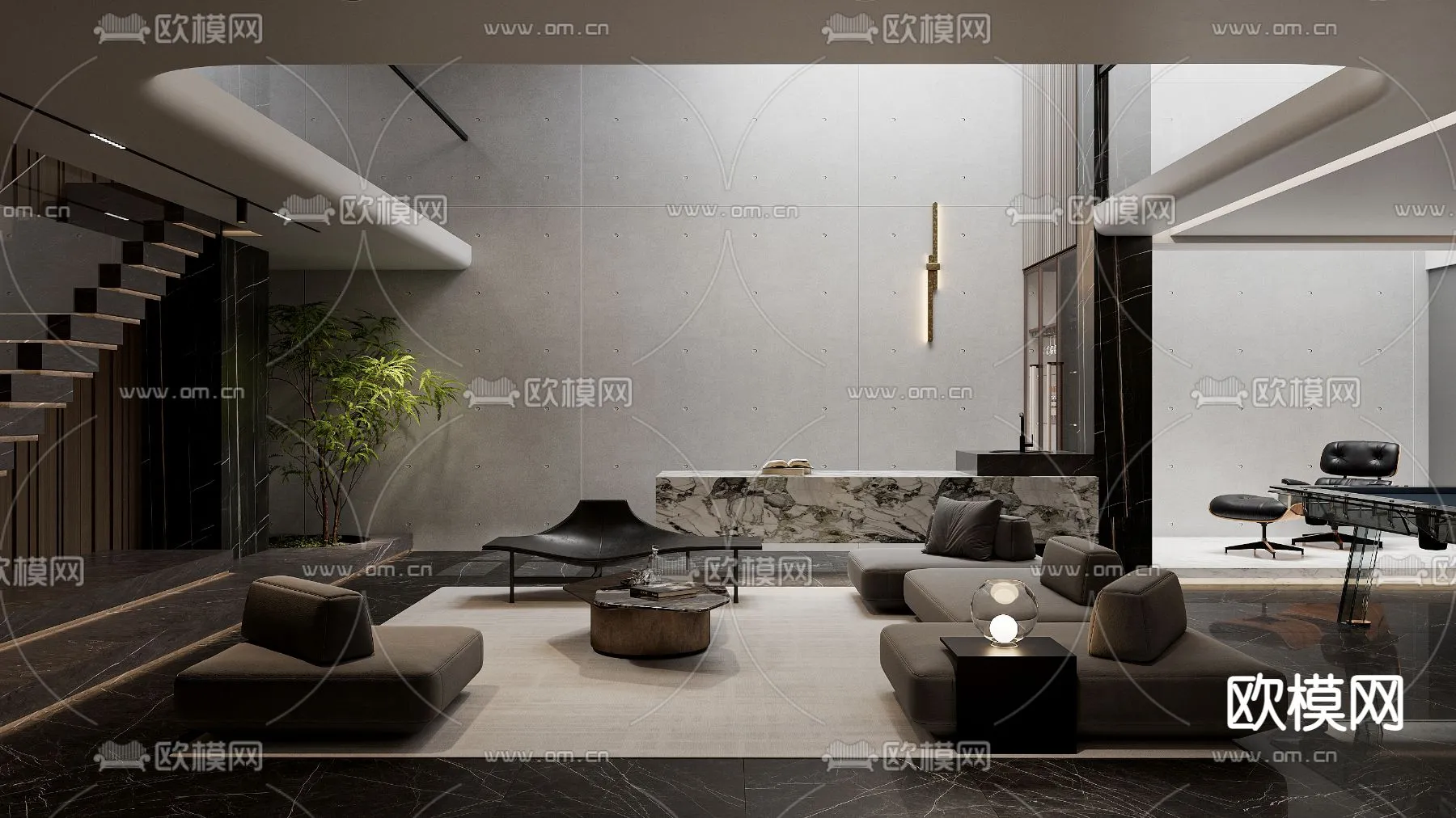 LIVING ROOM - MODERN STYLE - CORONA - 3D MODEL - 2033