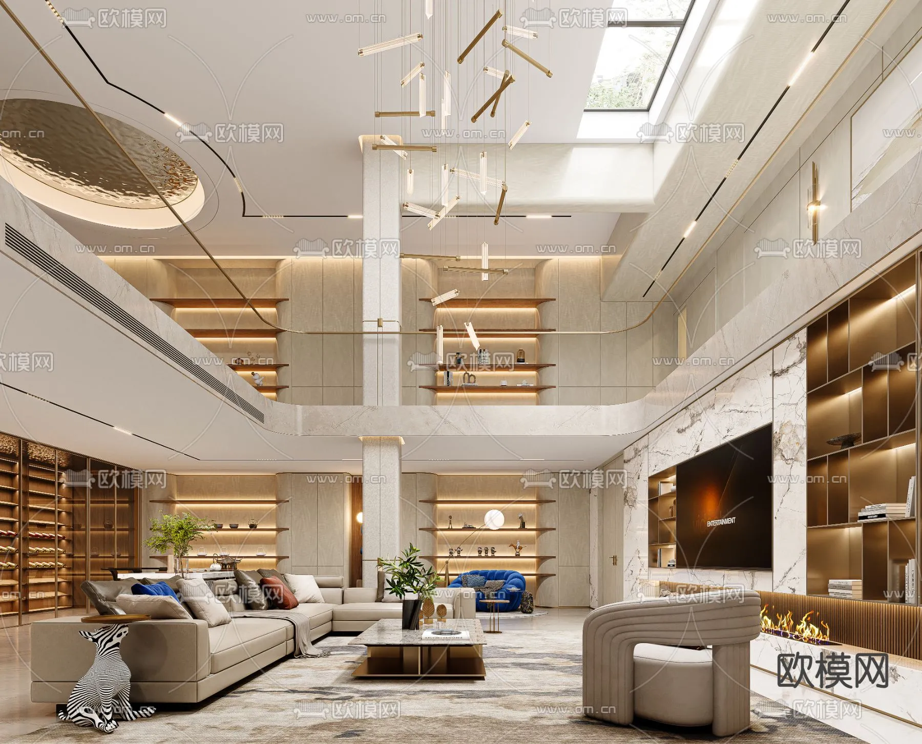 LIVING ROOM - MODERN STYLE - CORONA - 3D MODEL - 2036