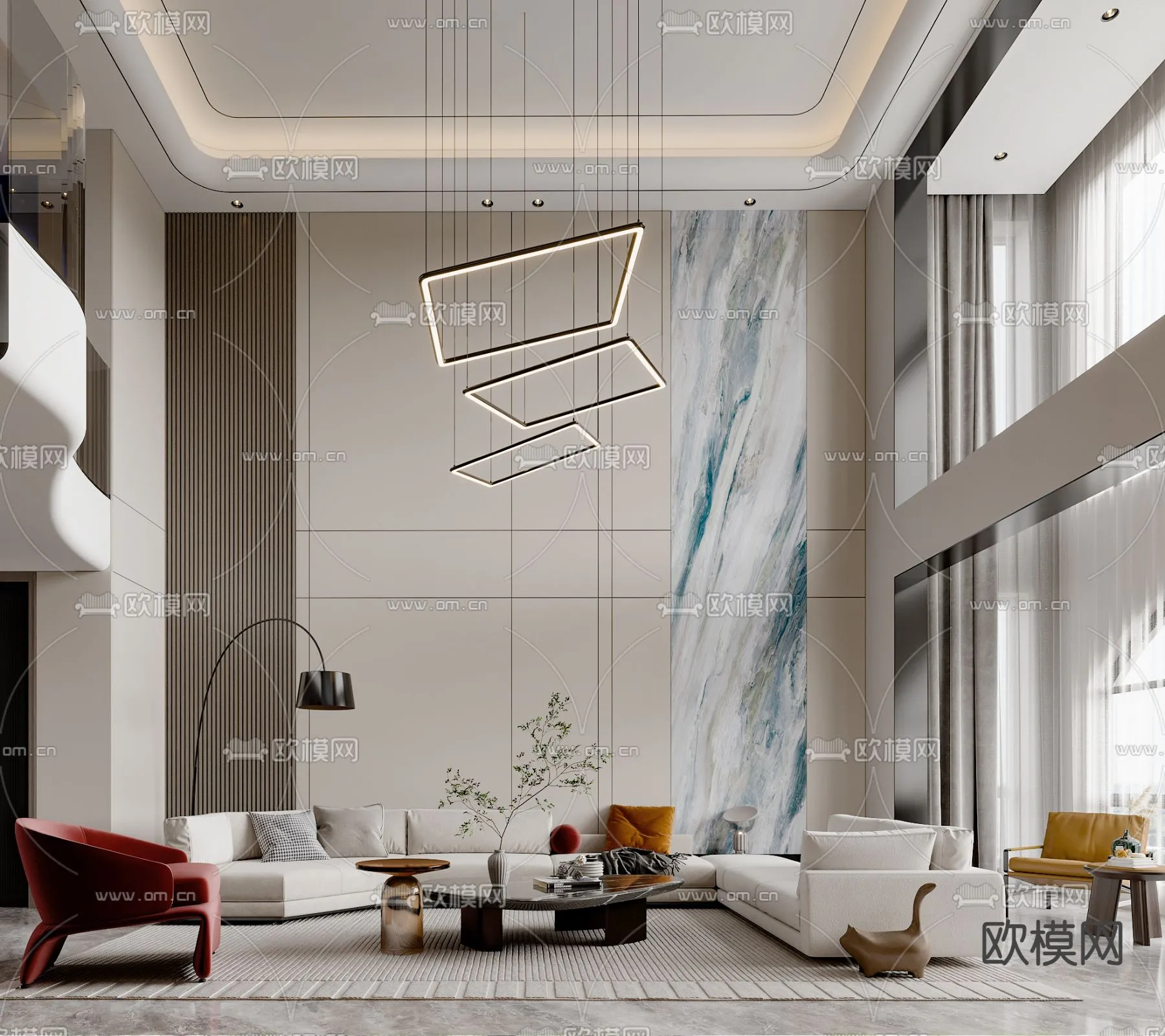 LIVING ROOM - MODERN STYLE - CORONA - 3D MODEL - 2039