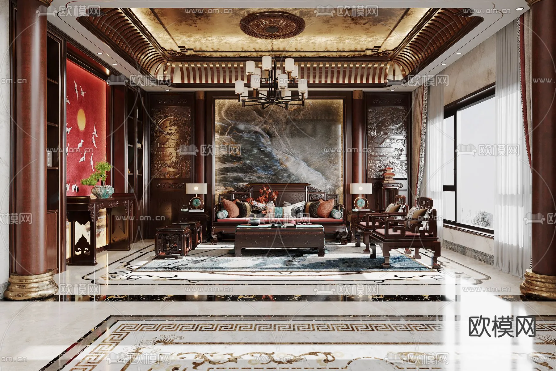 LIVING ROOM - MODERN STYLE - CORONA - 3D MODEL - 2043