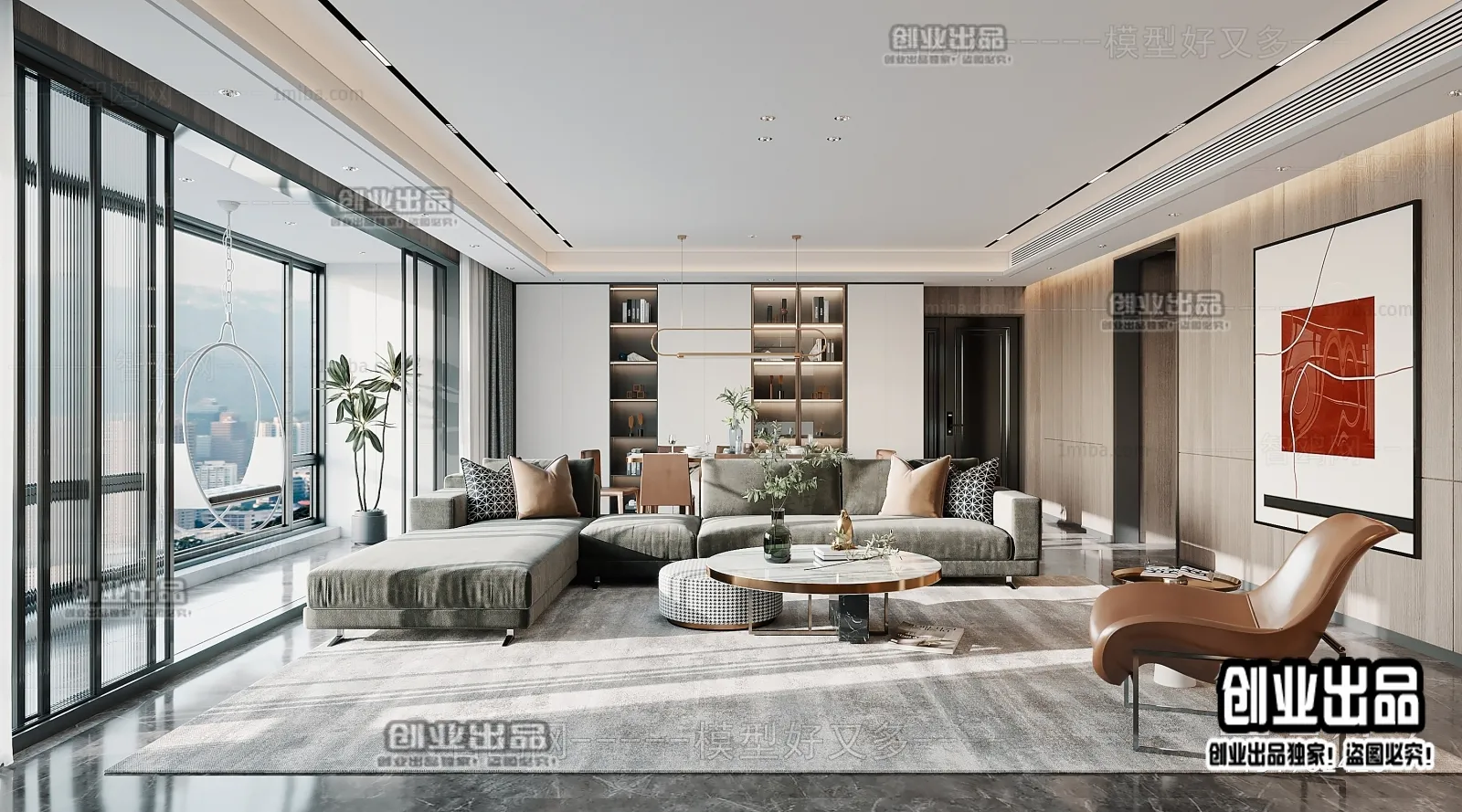 Living Room - Modern Style Interior 3D Scenes - 005