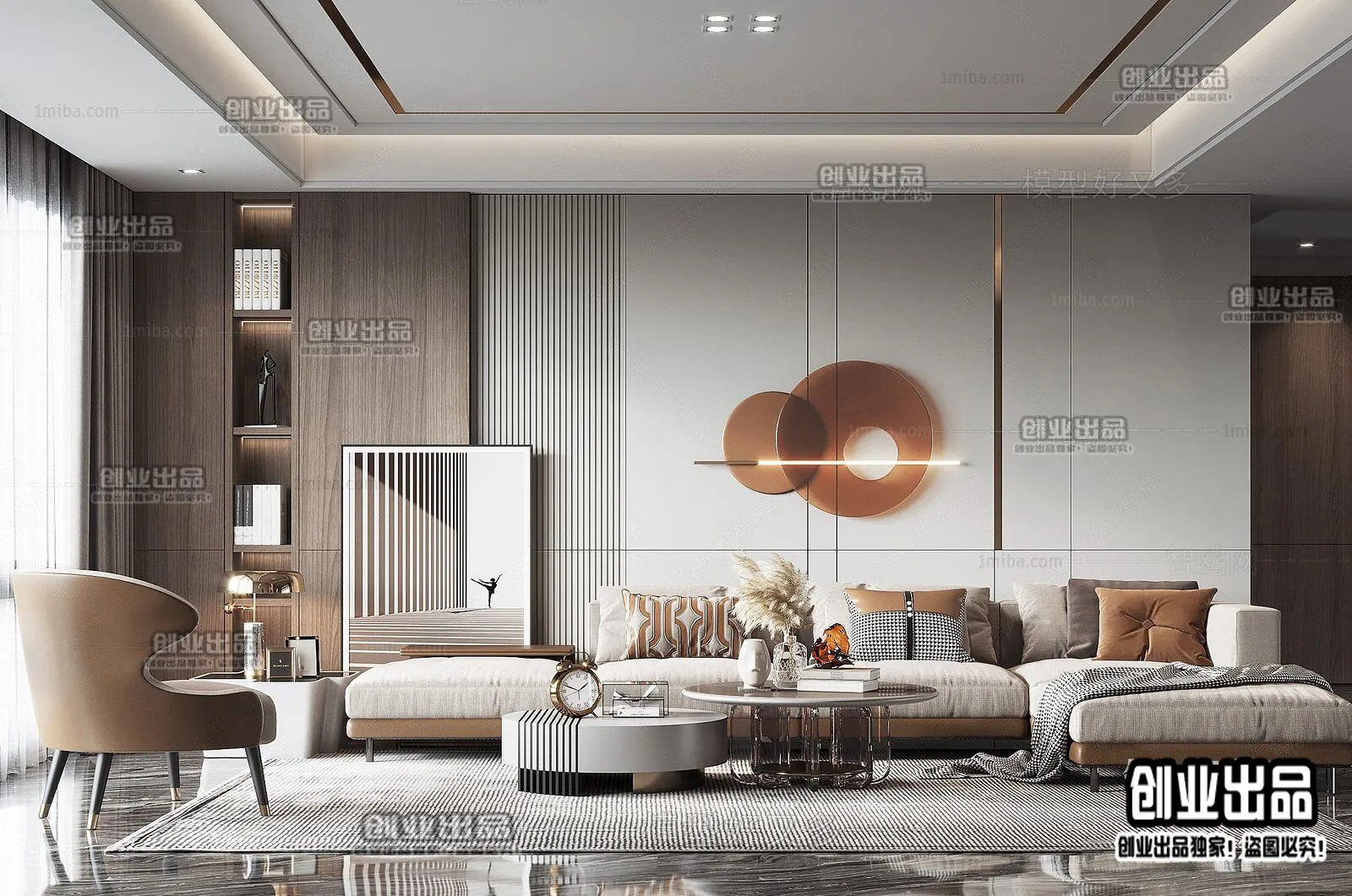 Living Room - Modern Style Interior 3D Scenes - 008
