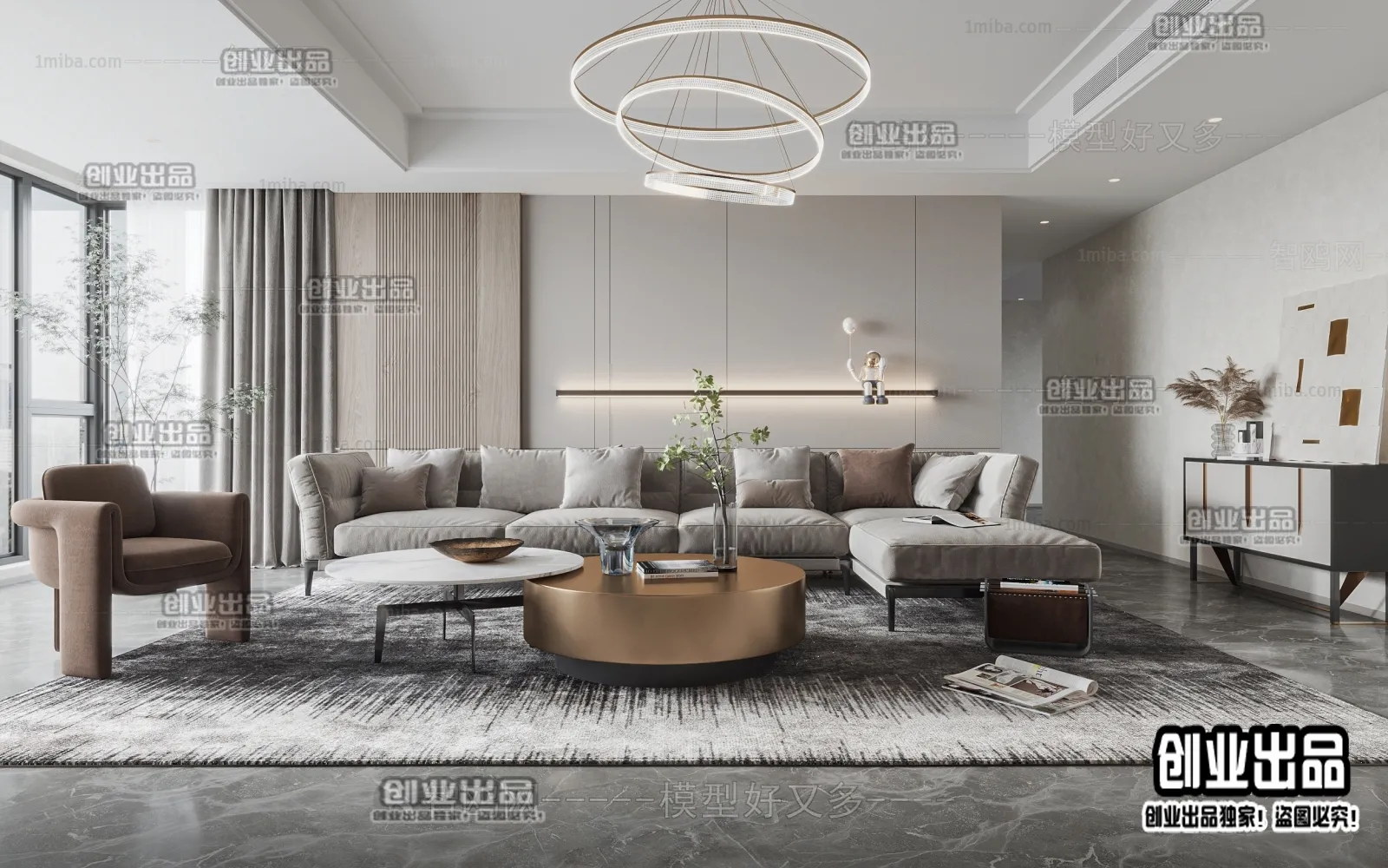 Living Room - Modern Style Interior 3D Scenes - 011