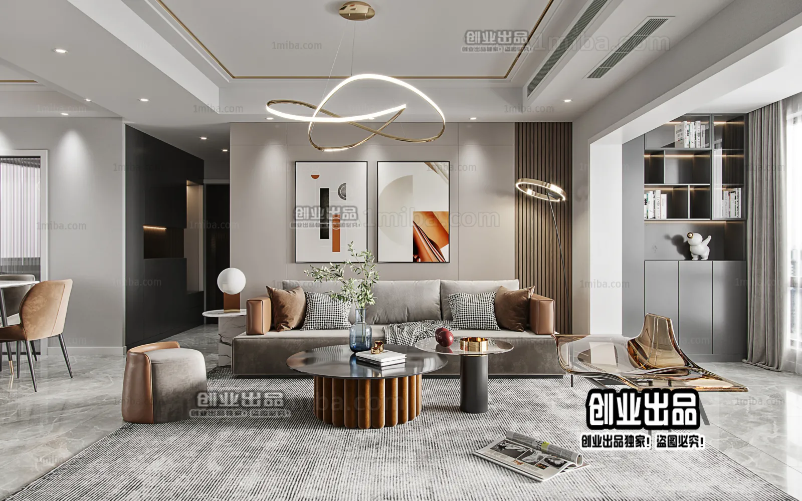 Living Room - Modern Style Interior 3D Scenes - 018