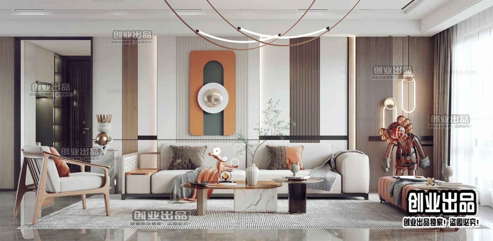 Living Room - Modern Style Interior 3D Scenes - 019
