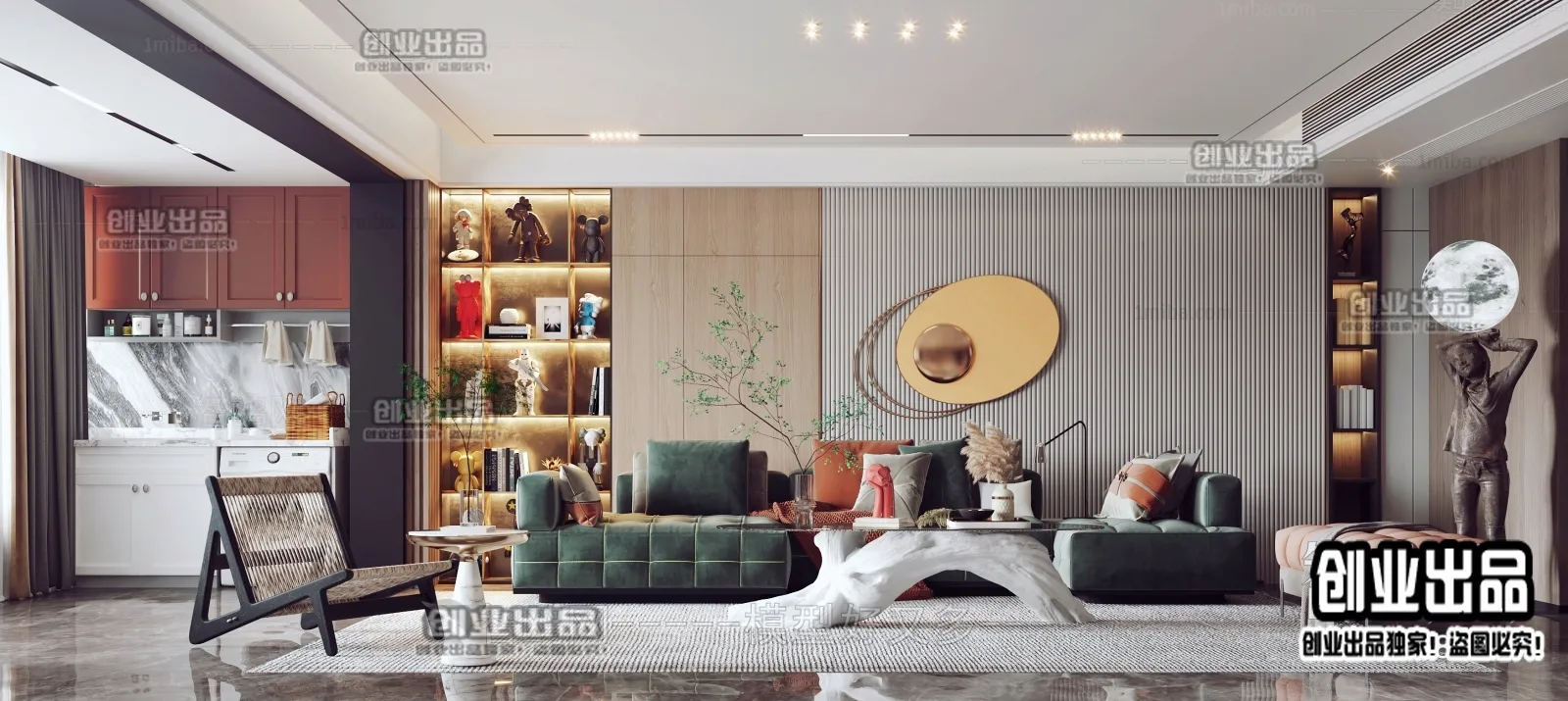 Living Room - Modern Style Interior 3D Scenes - 020