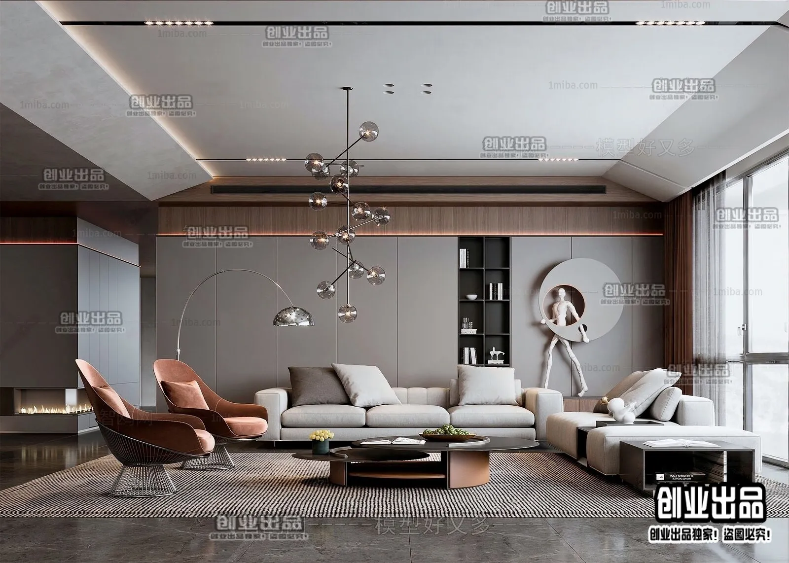 Living Room - Modern Style Interior 3D Scenes - 021