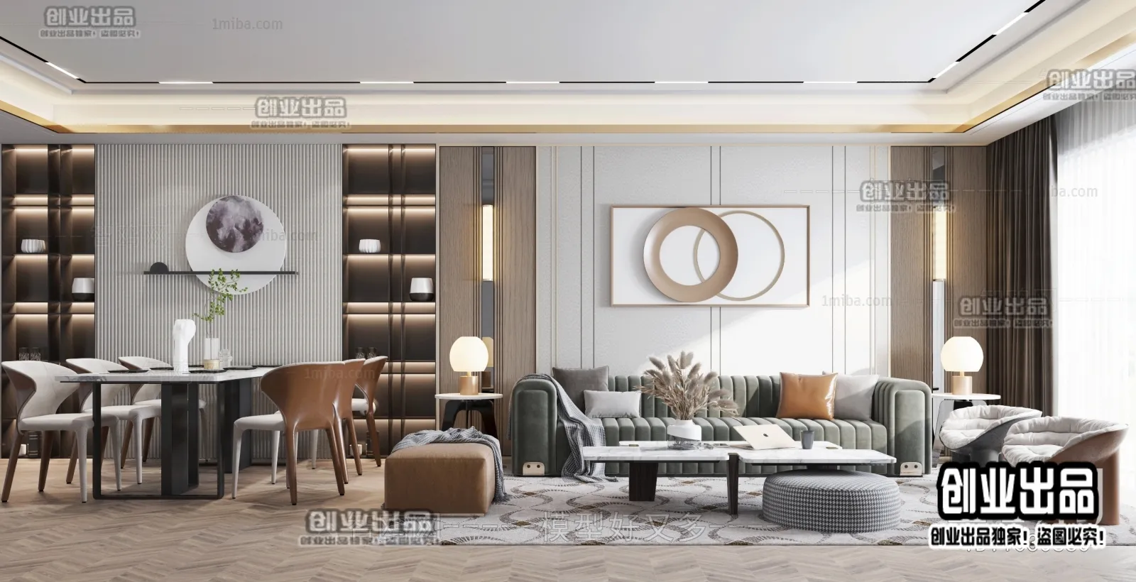 Living Room - Modern Style Interior 3D Scenes - 023