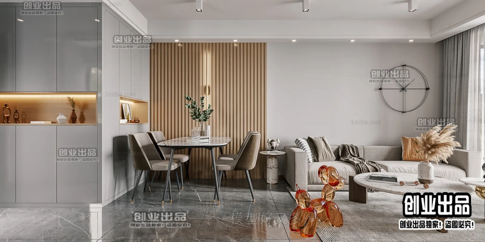 Living Room - Modern Style Interior 3D Scenes - 027