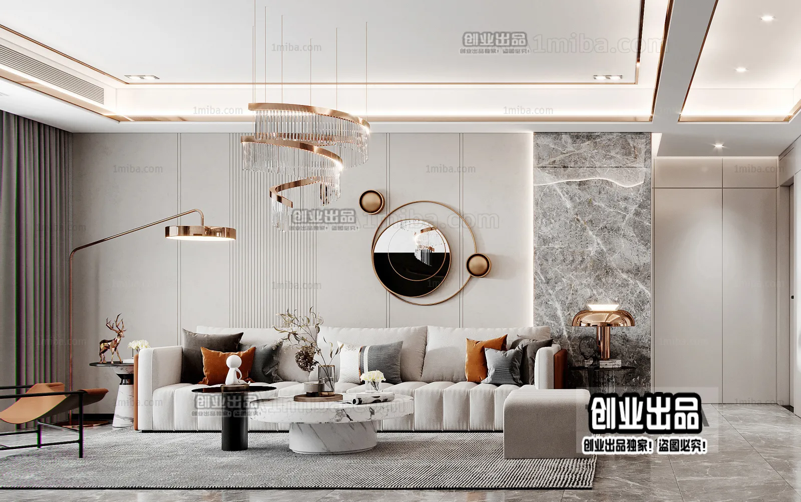 Living Room - Modern Style Interior 3D Scenes - 030