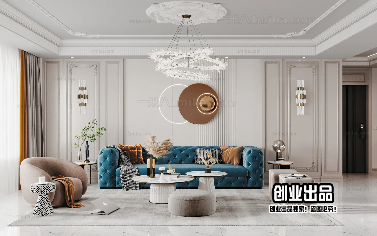 Living Room - Modern Style Interior 3D Scenes - 033