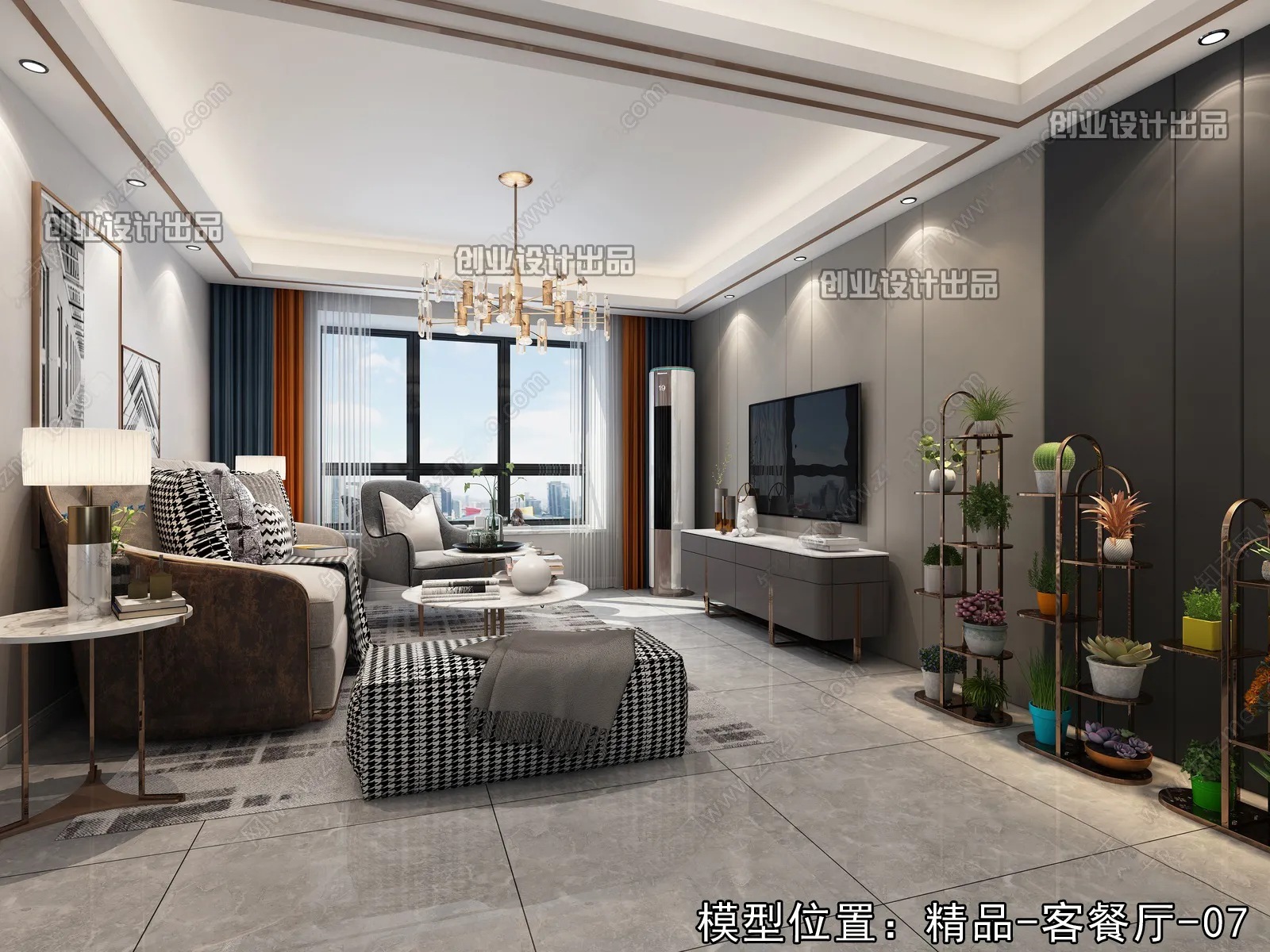 Living Room - Modern Style Interior 3D Scenes - 051