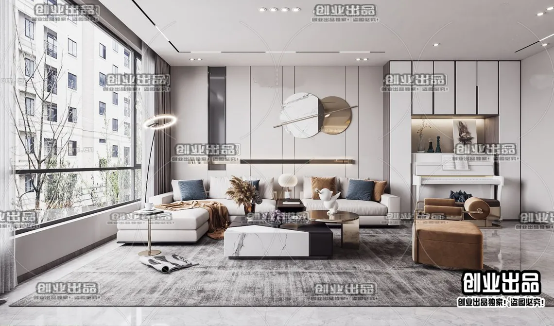 Living Room - Modern Style Interior 3D Scenes - 057
