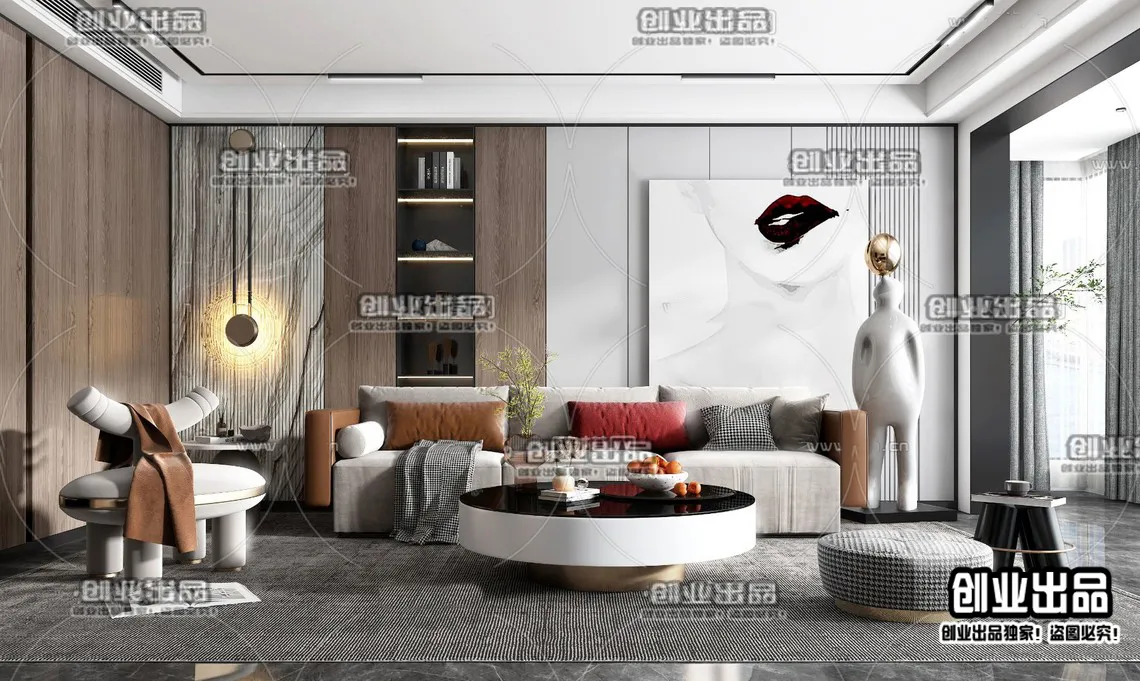 Living Room - Modern Style Interior 3D Scenes - 059