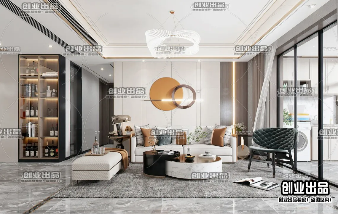 Living Room - Modern Style Interior 3D Scenes - 060