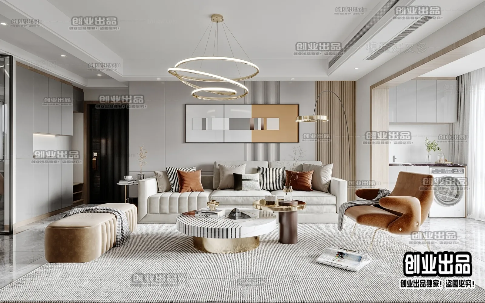 Living Room - Modern Style Interior 3D Scenes - 063