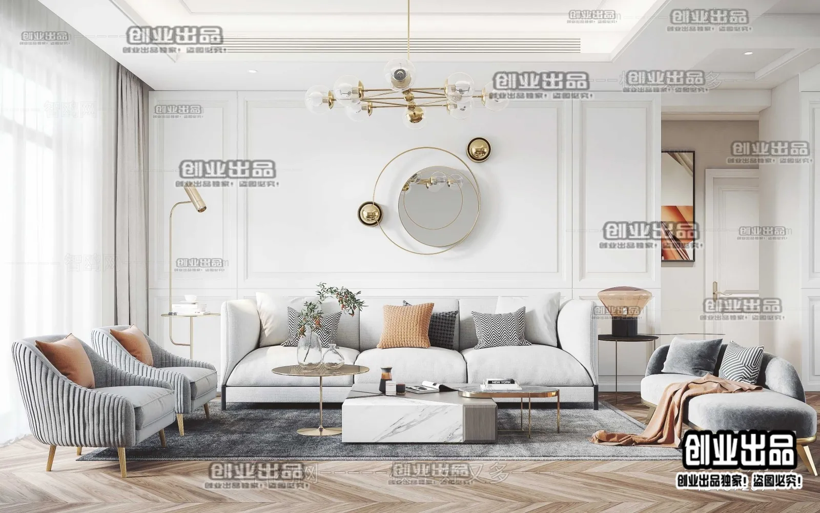 Living Room - Modern Style Interior 3D Scenes - 072