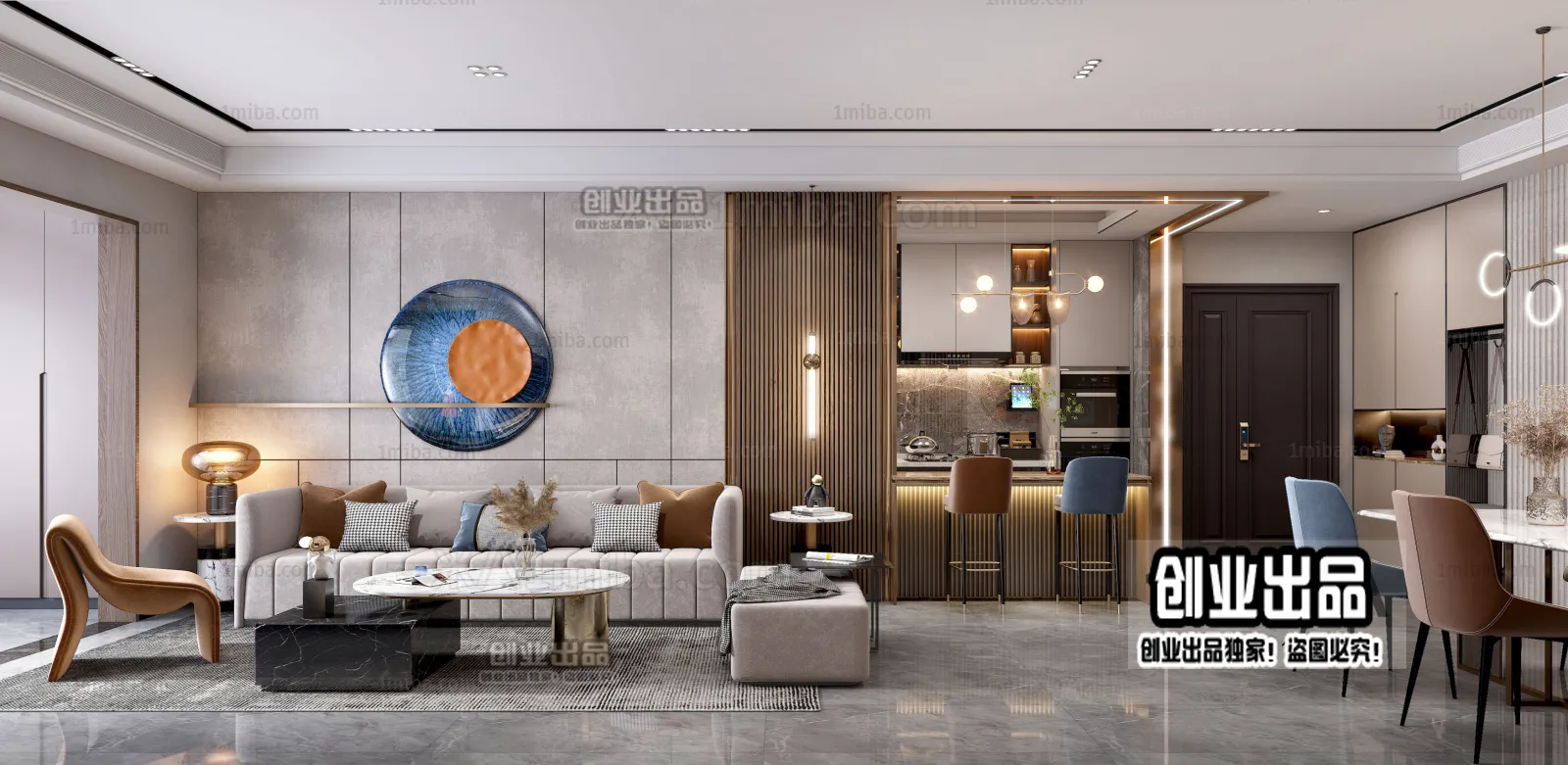 Living Room - Modern Style Interior 3D Scenes - 079