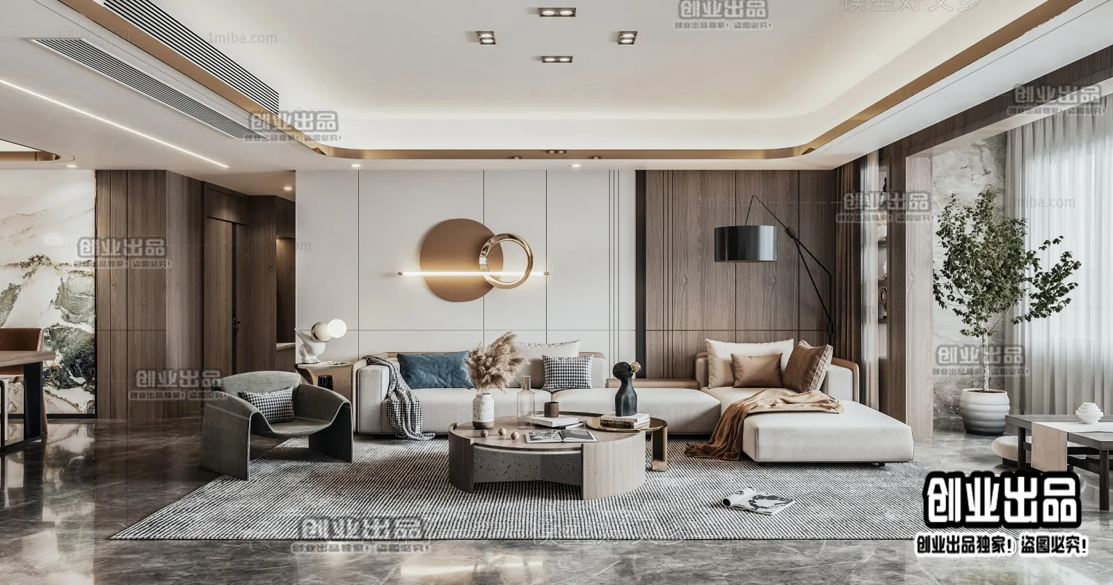 Living Room - Modern Style Interior 3D Scenes - 084