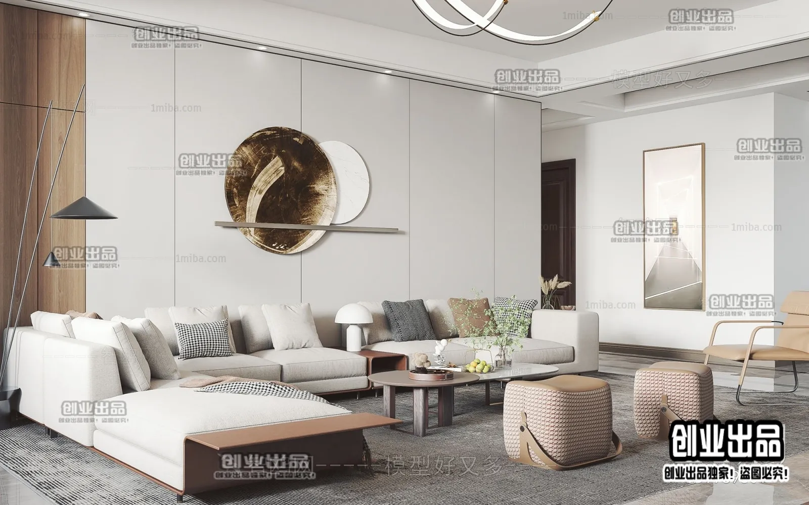 Living Room - Modern Style Interior 3D Scenes - 086