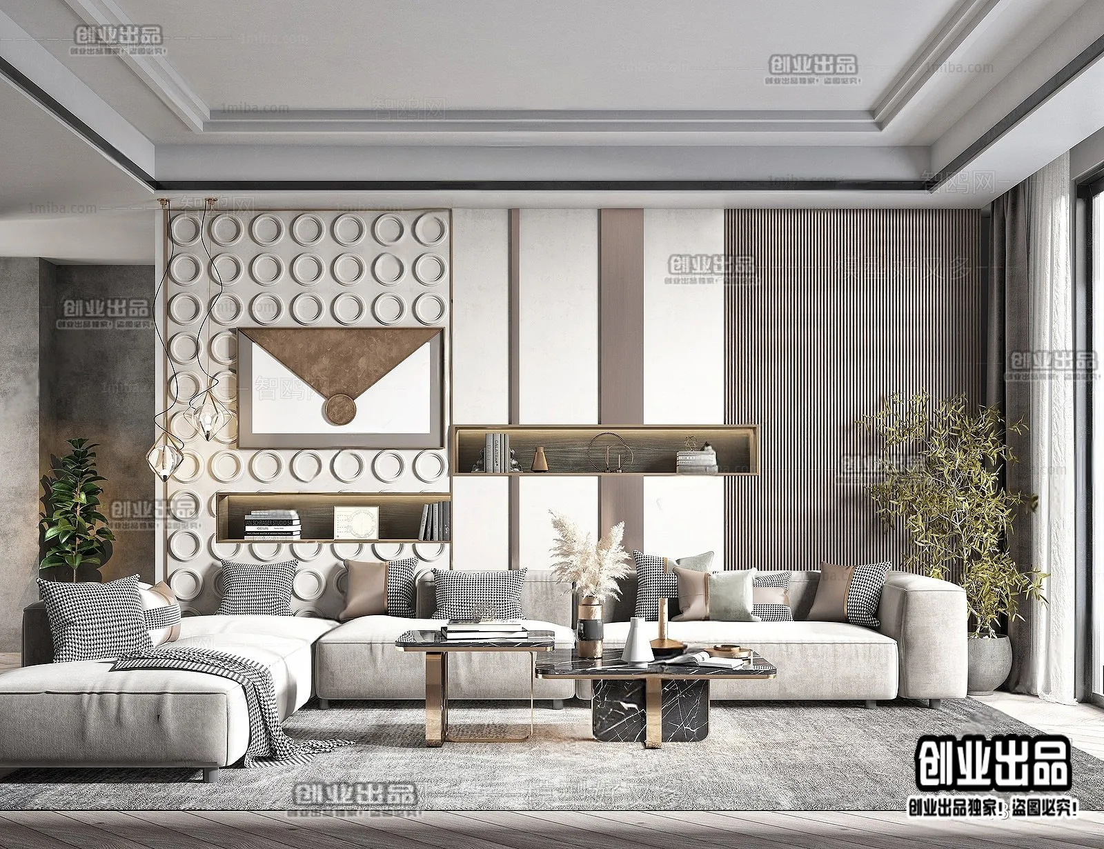 Living Room - Modern Style Interior 3D Scenes - 088