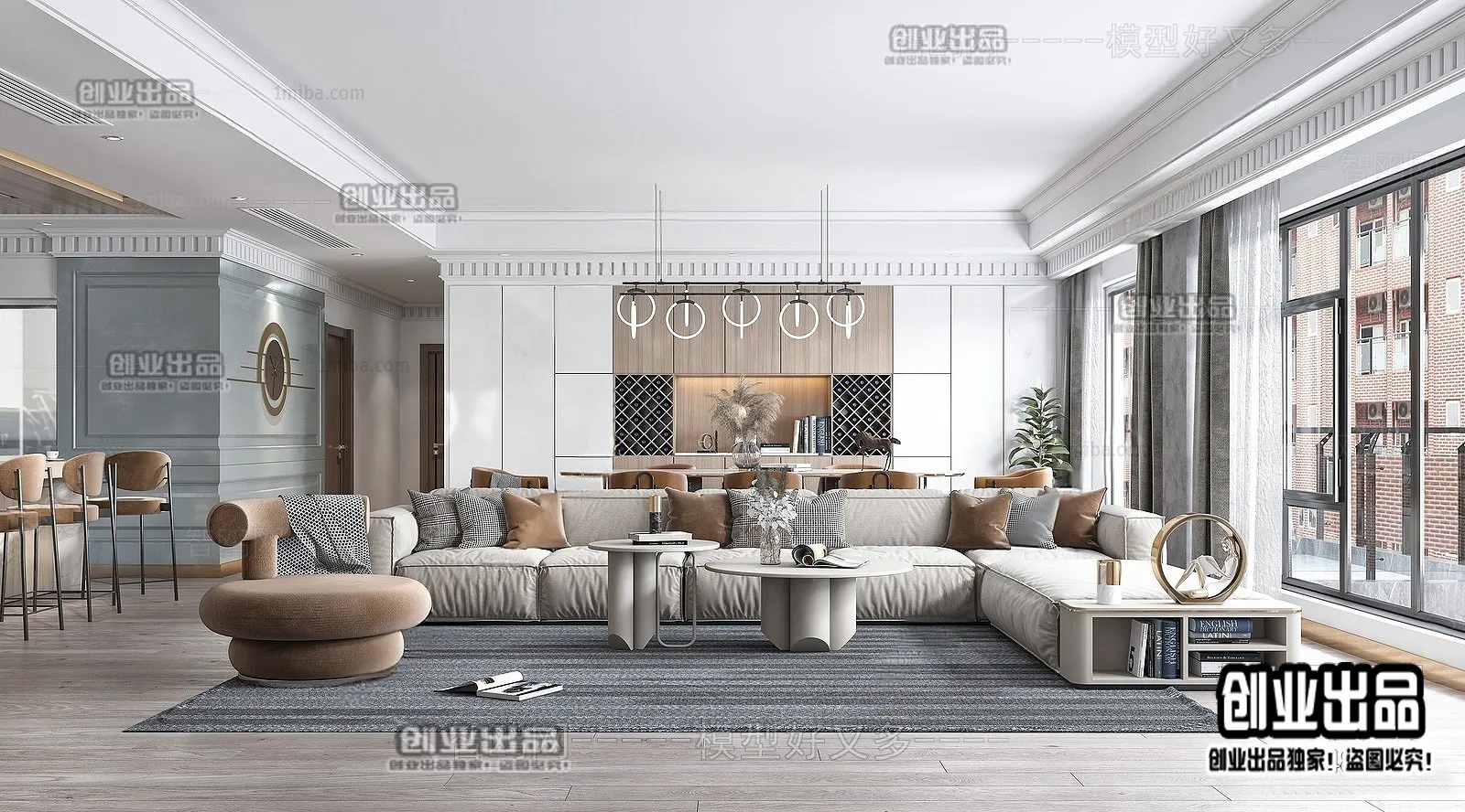 Living Room - Modern Style Interior 3D Scenes - 089
