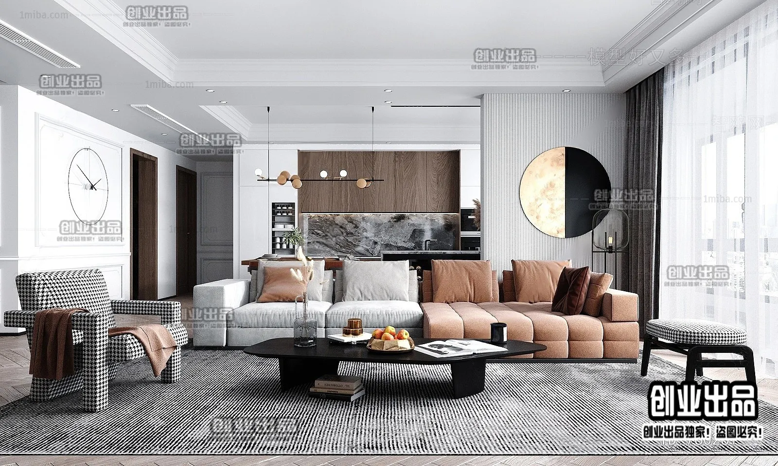 Living Room - Modern Style Interior 3D Scenes - 091