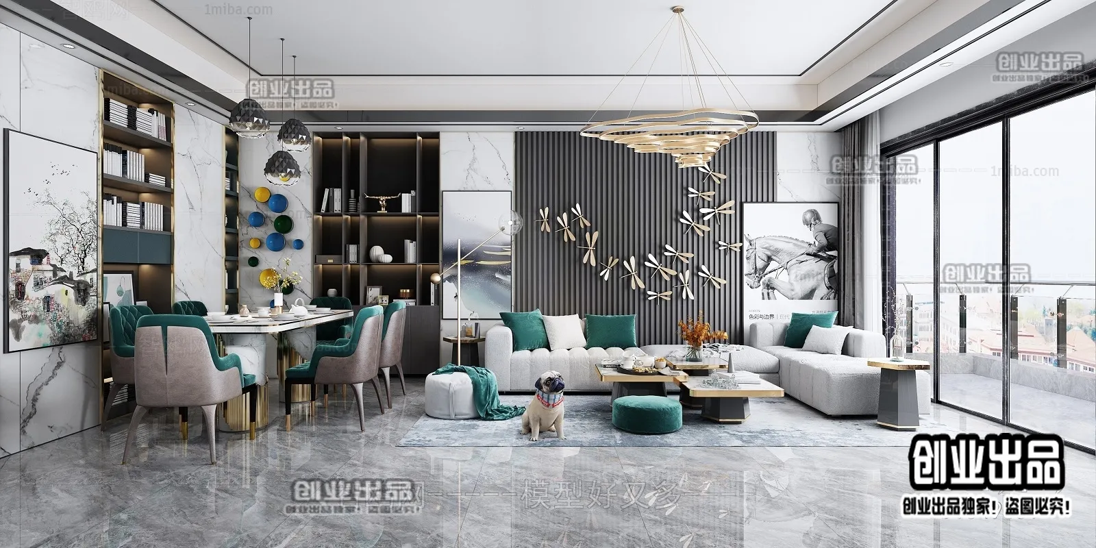 Living Room - Modern Style Interior 3D Scenes - 092