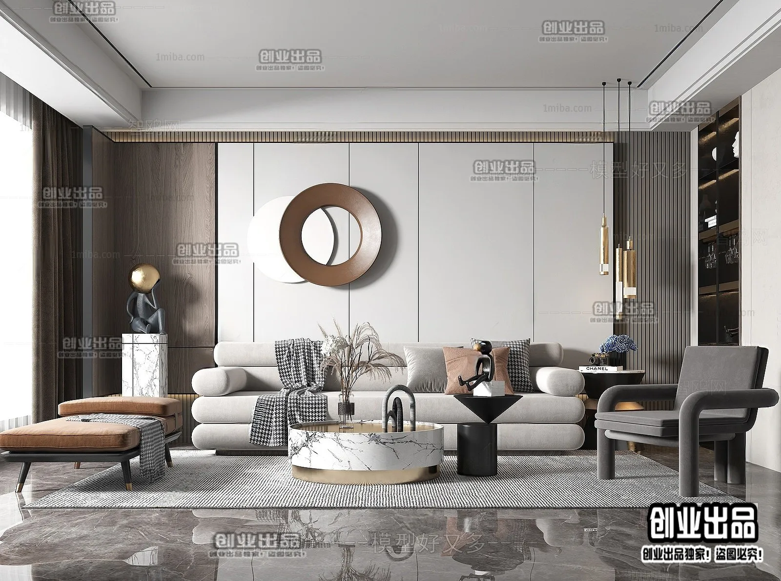 Living Room - Modern Style Interior 3D Scenes - 100