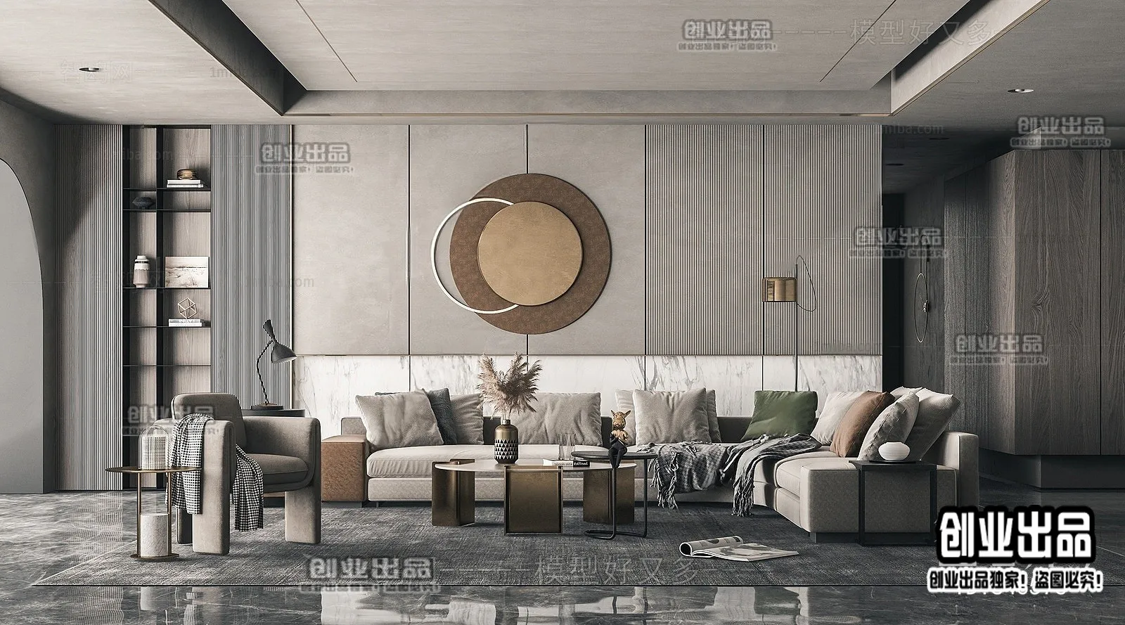 Living Room - Modern Style Interior 3D Scenes - 102