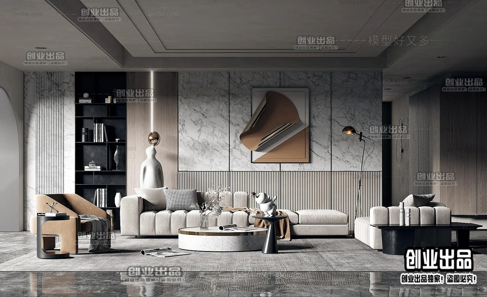 Living Room - Modern Style Interior 3D Scenes - 103
