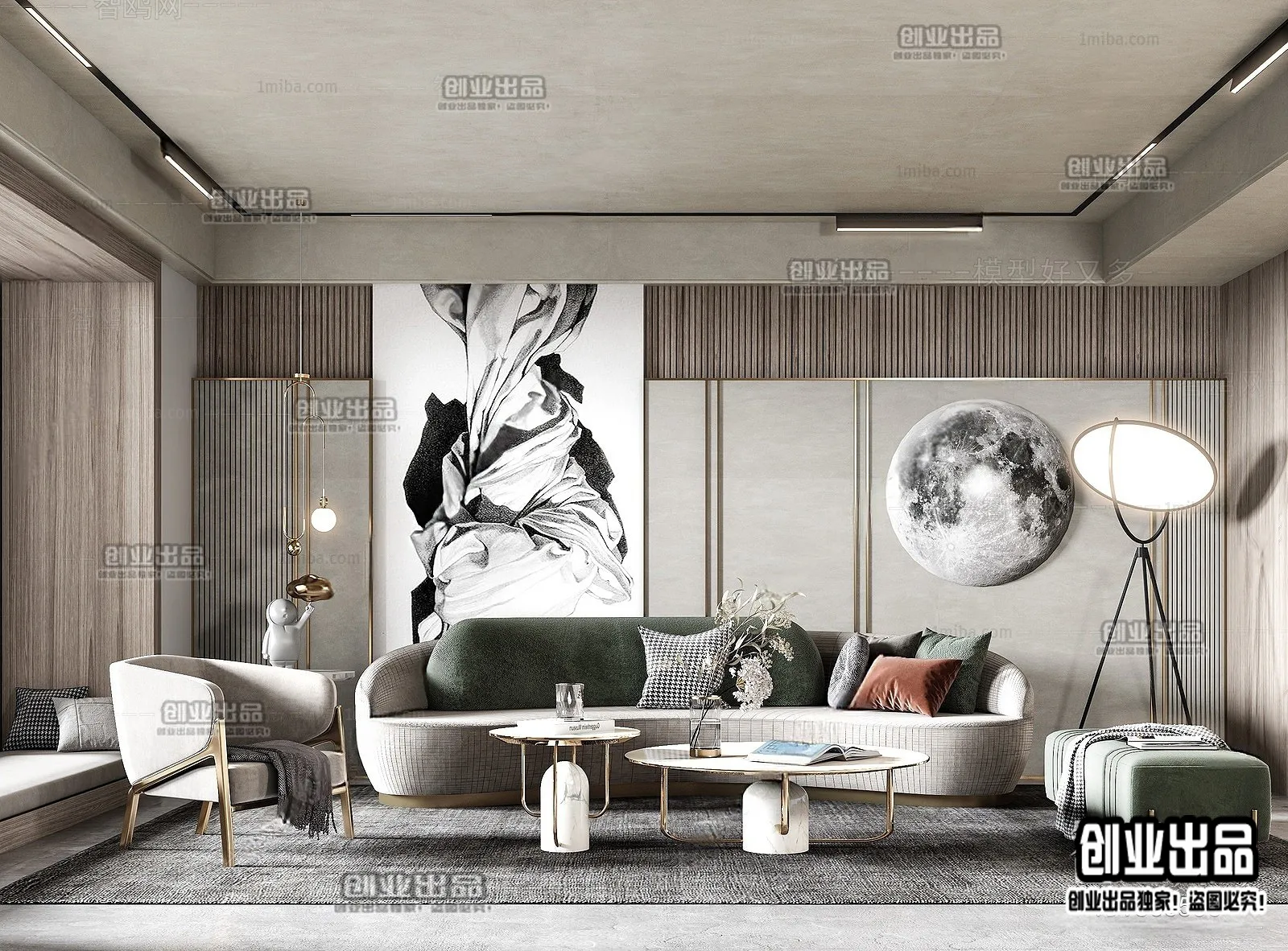 Living Room - Modern Style Interior 3D Scenes - 105