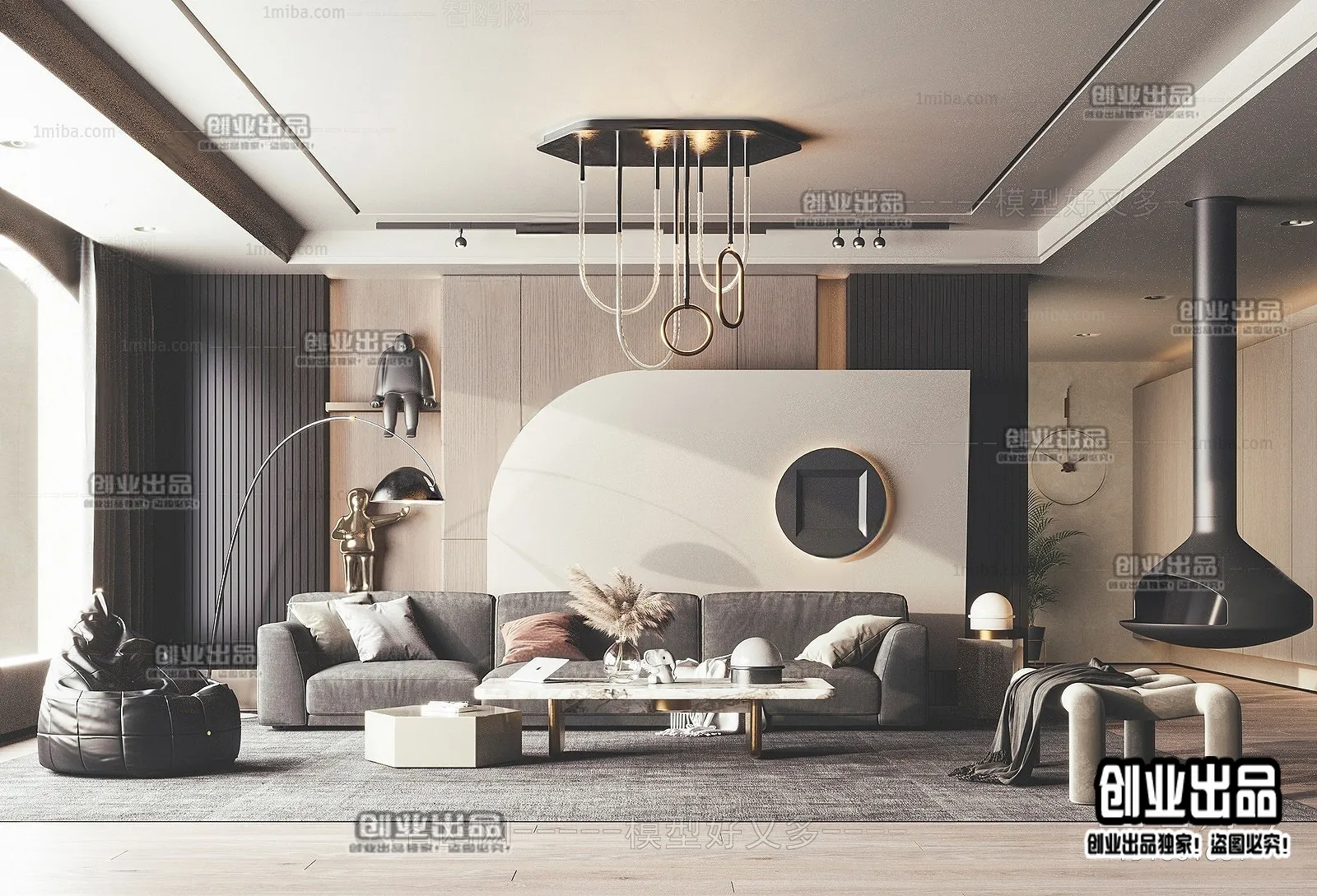 Living Room - Modern Style Interior 3D Scenes - 106