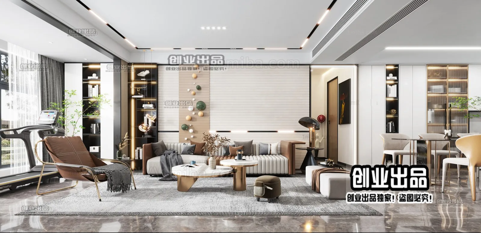 Living Room - Modern Style Interior 3D Scenes - 107