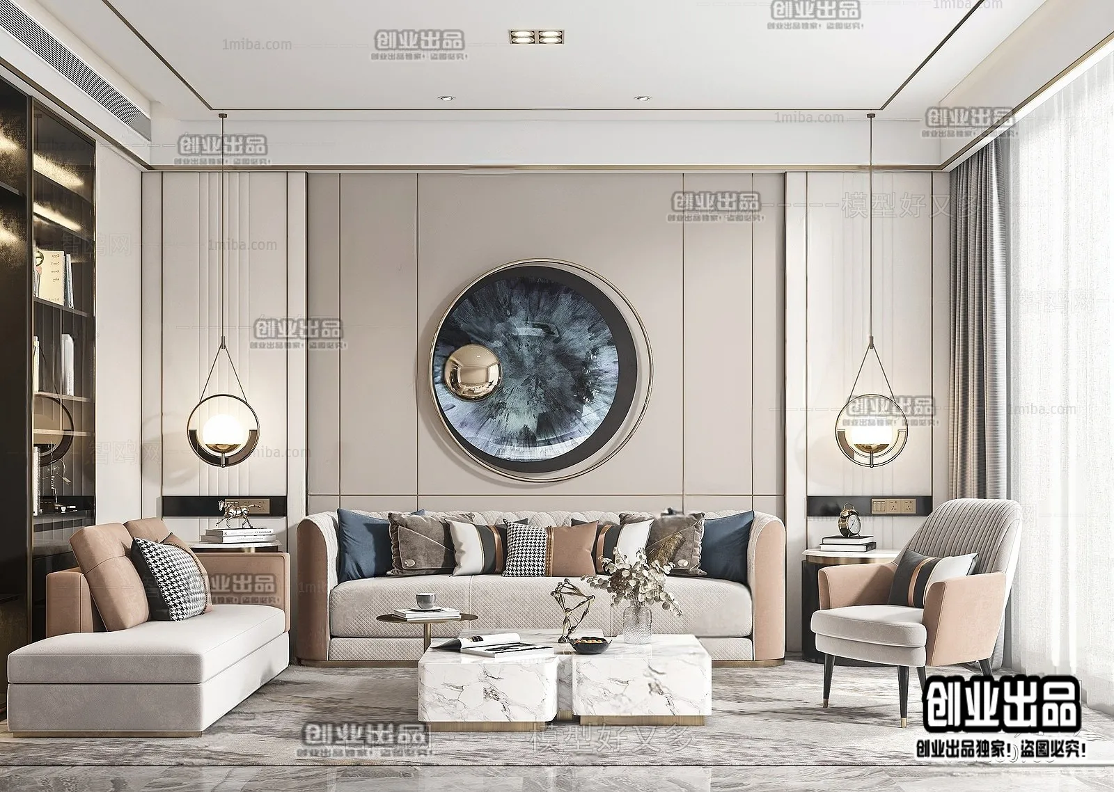Living Room - Modern Style Interior 3D Scenes - 108