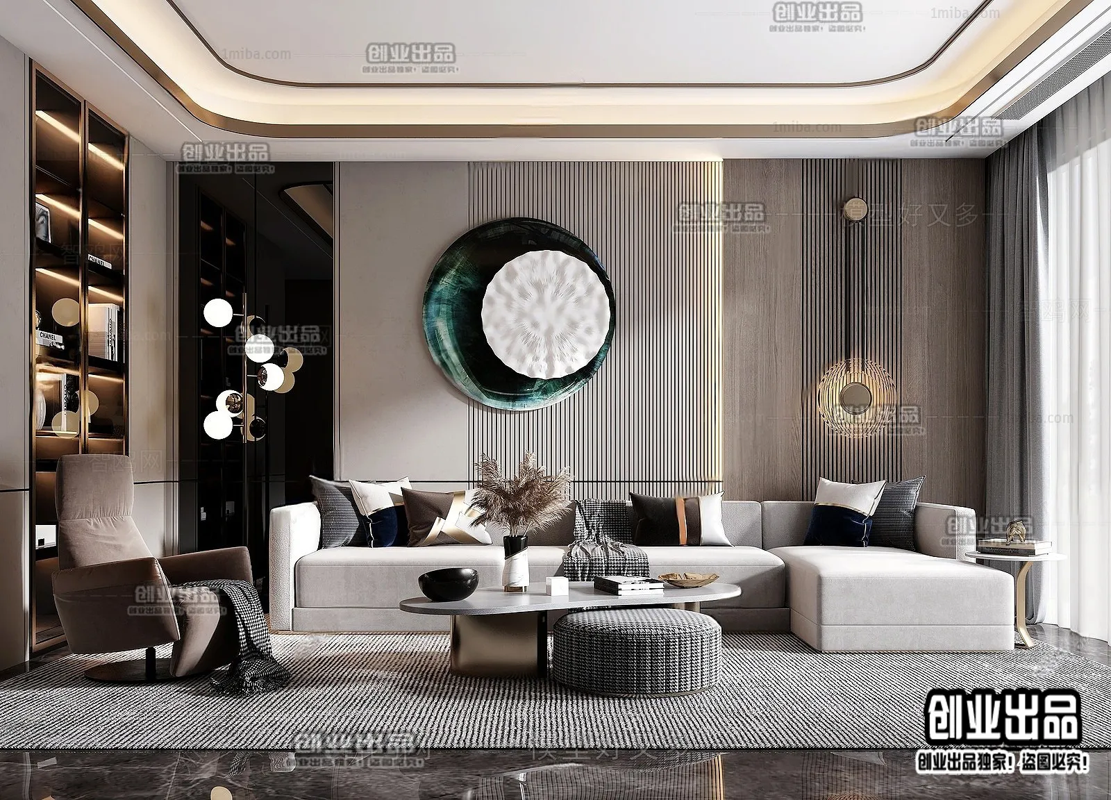 Living Room - Modern Style Interior 3D Scenes - 111