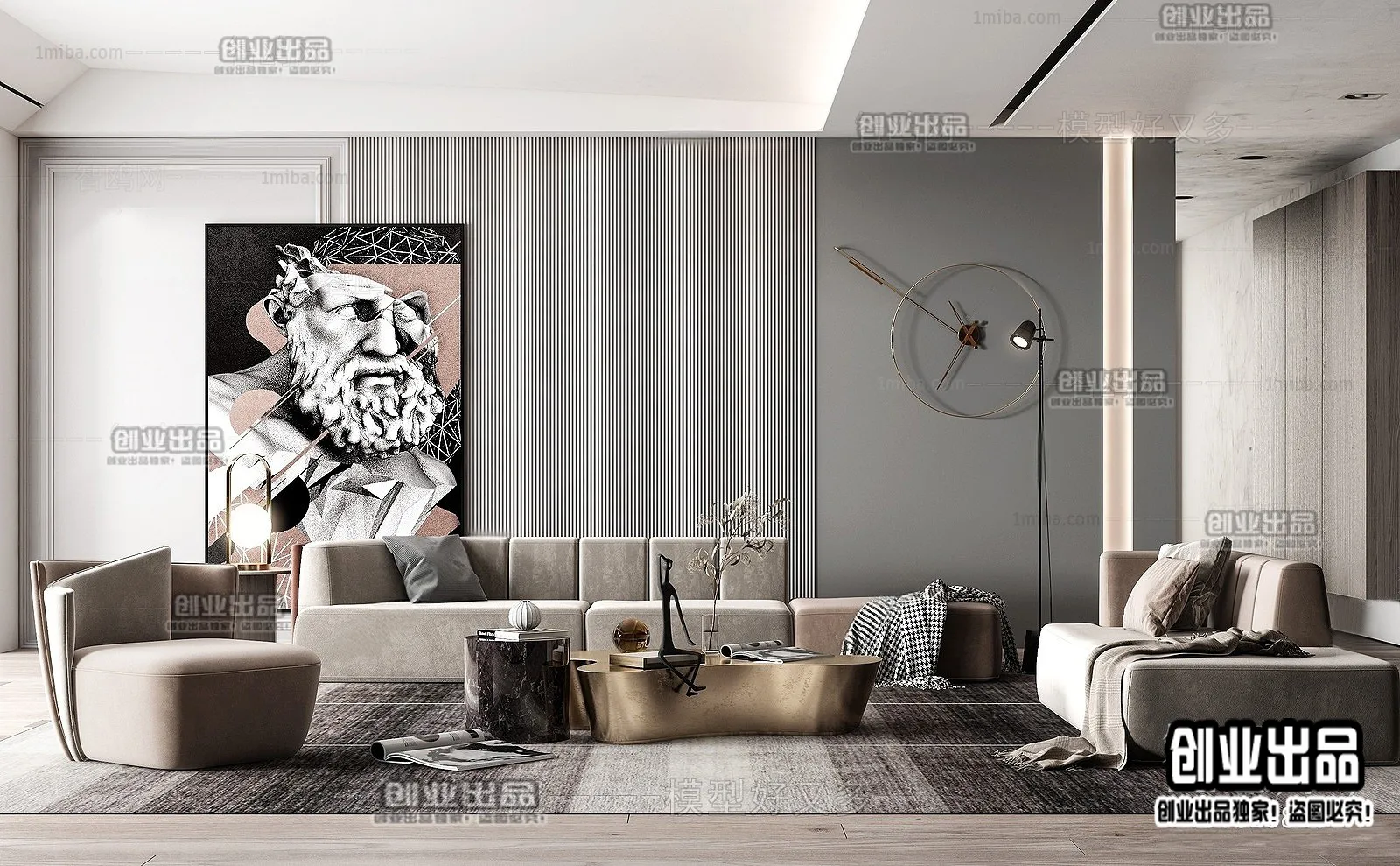 Living Room - Modern Style Interior 3D Scenes - 114