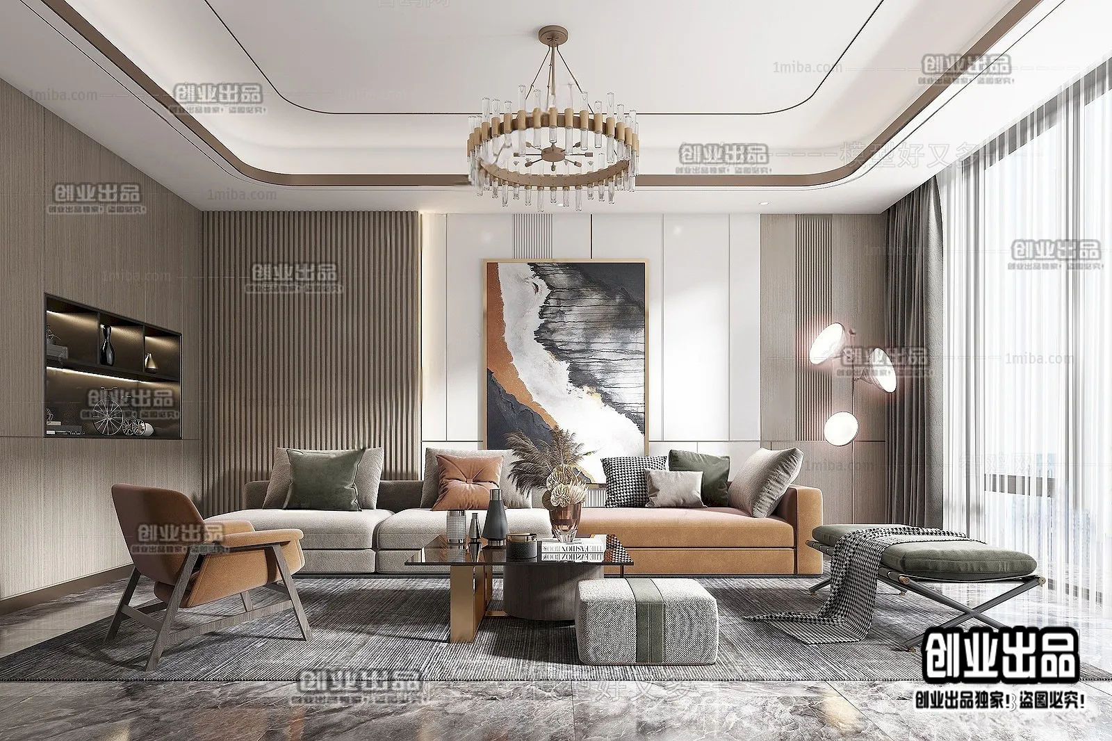 Living Room - Modern Style Interior 3D Scenes - 115