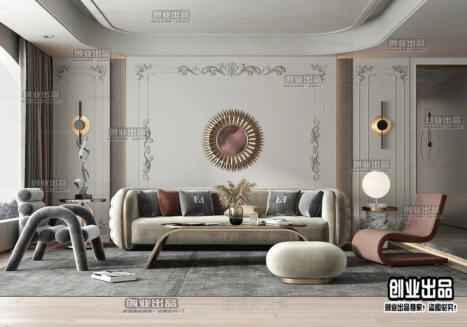 Living Room - Modern Style Interior 3D Scenes - 116