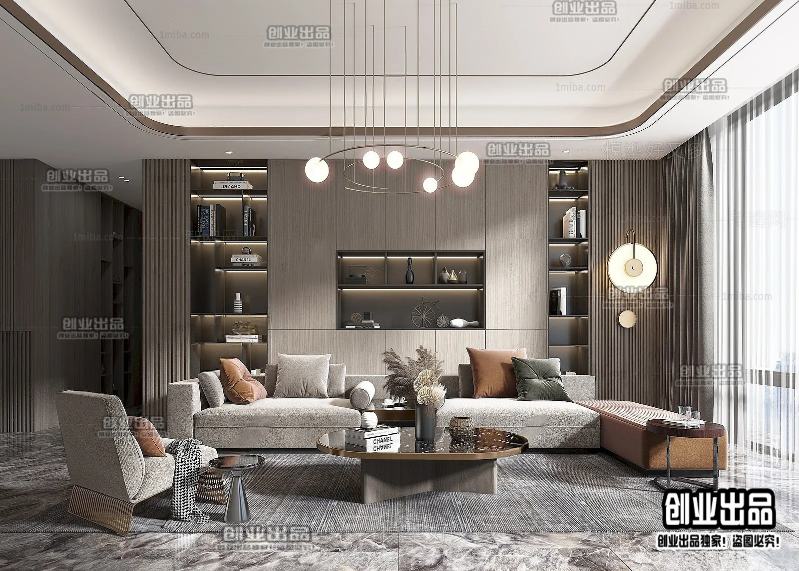 Living Room - Modern Style Interior 3D Scenes - 117
